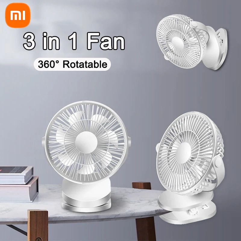 

Xiaomi USB Portable Clip on Stroller Fans with 4 Speeds Quiet Mini Table Fan 360° Rotatable Battery Operated Rechargeable