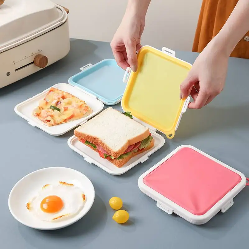 

Новинка, силиконовая портативная коробка Bento на вынос, коробка для хранения сэндвичей, многоразовый Ланч-бокс для микроволновой печи, контейнер для хранения пищи, коробки-Сэндвичи