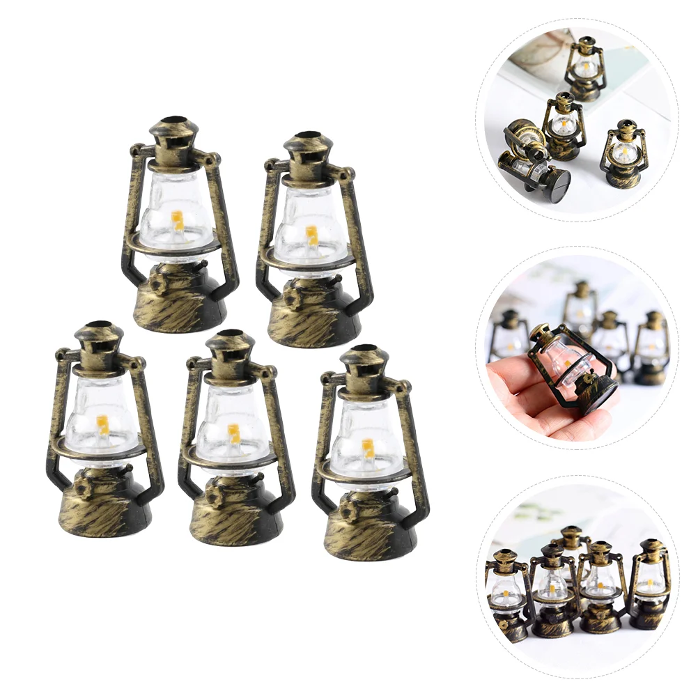 

Miniature Lanternlamp Lights Model Light Toy Vintage Decoration Mini Oil Accessories Retro Street Ornament Furniture Play Dummy