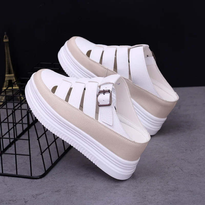 

Platform Schoenen Vrouwen Lente Zomer Platform Innerlijke Hoogte Verhogen Hoge Gesp Slipper Baotou Vrouwen Schoenen CB-29