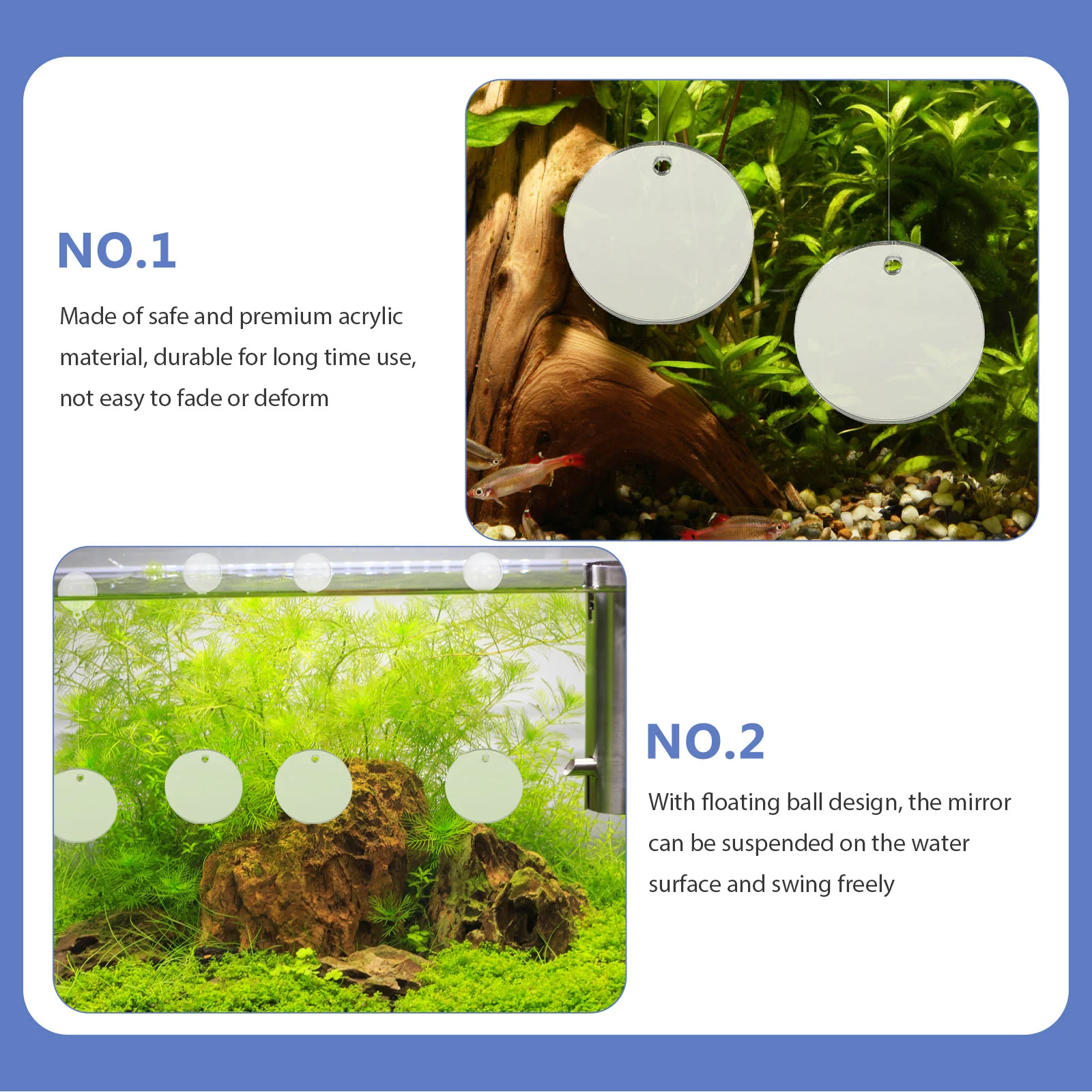 

4 Pcs Betta Tank Decorations Mirrors Sucker Training Toys Fish Decorative Floating Exercise