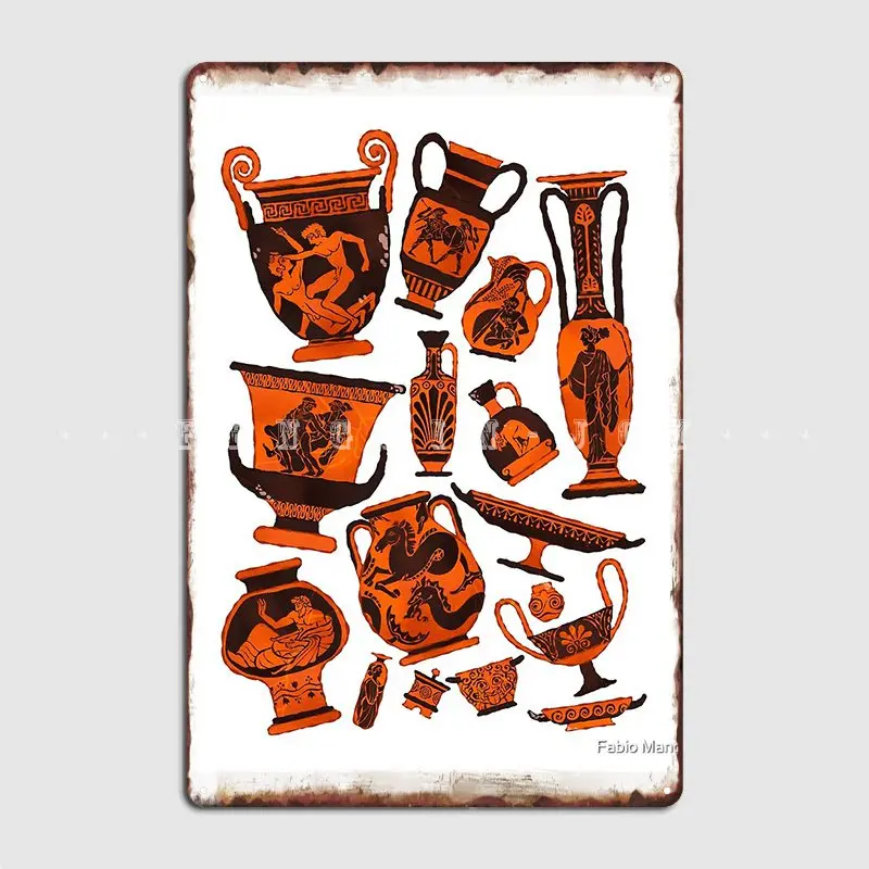 

Старинная греческая керамика, металлический плакат с табличкой, украшение для дома и гаража, жестяной плакат для кухни на заказ