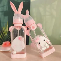 net red glass high value rabbit cute cartoon adult baby bottle straw water cup girl set does not take the usual way