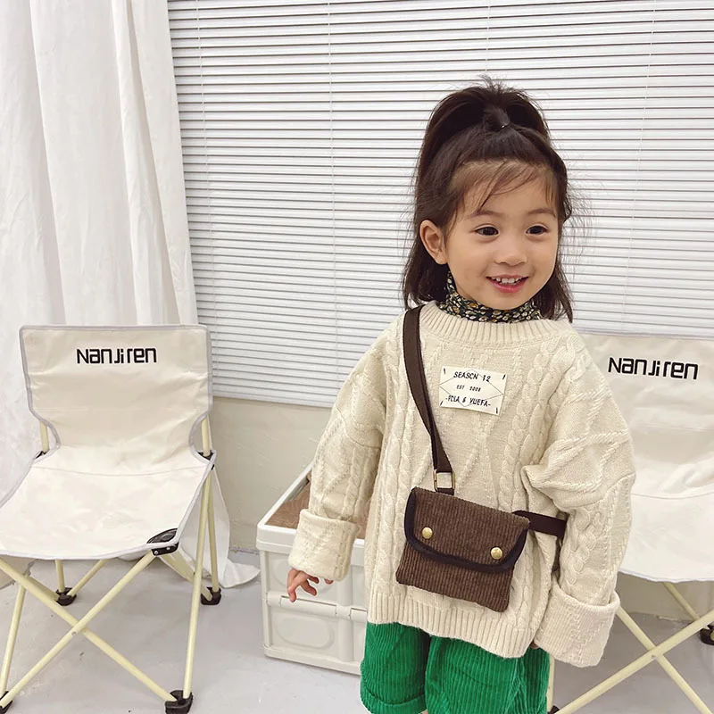 

Kid's Cross Body Bags Fashion Mini Retro Corduroy Casual Shoulder for Women Beige Brown 13x13cm Coin Bags Key Card Storage Bags