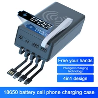 1218650 diy power bank shell box with built in type c micro usb cable phone fast charging portable 18650 battery case holder
