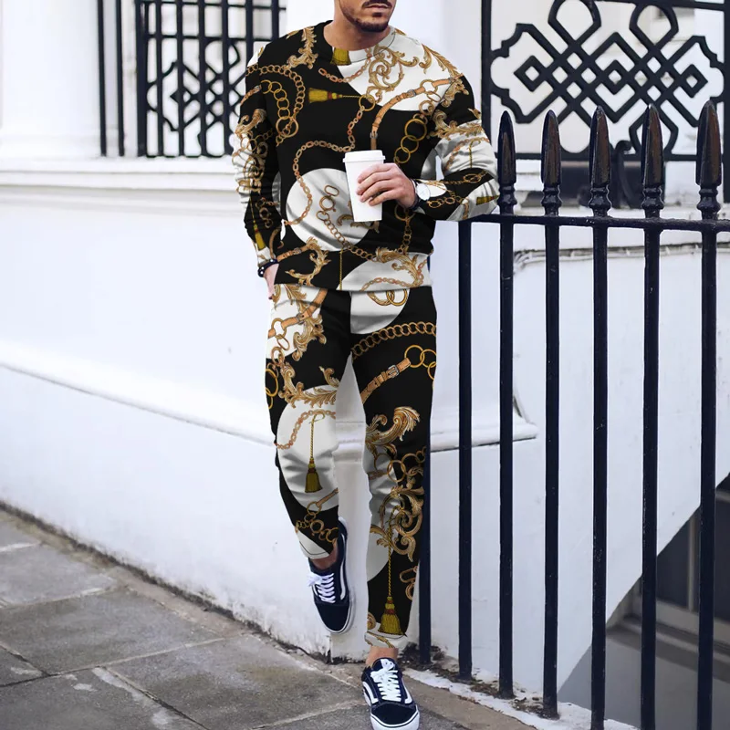 2023 Summer Man Outfit Suit Luxury Vintage Men Tracksuits 2piece set for men Oversized Male Streetswear Clothes T-shirt+Trousers