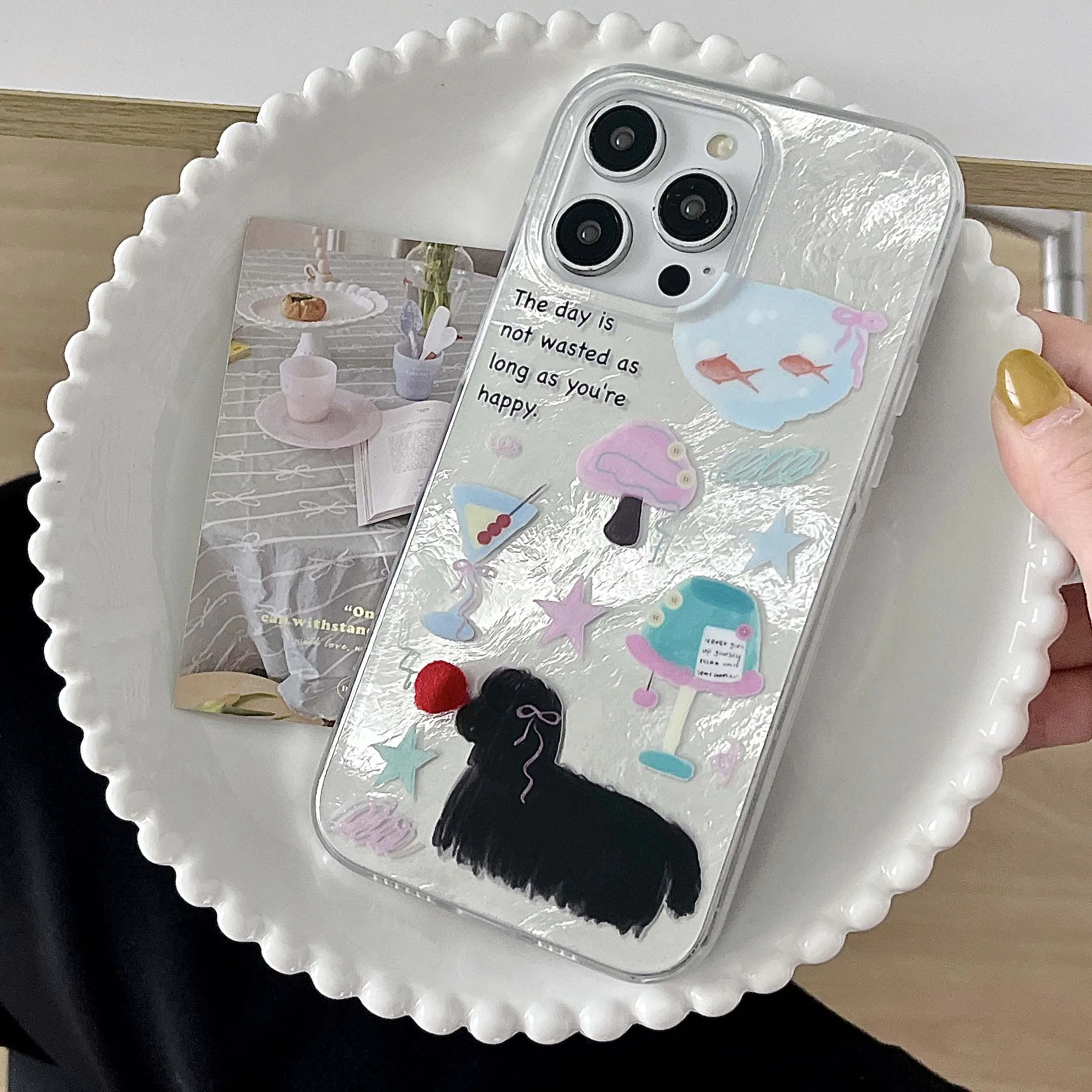 Милый мультяшный чехол Ins для телефона с изображением щенка котенка Iphone 14Pro 13 15Pro 14