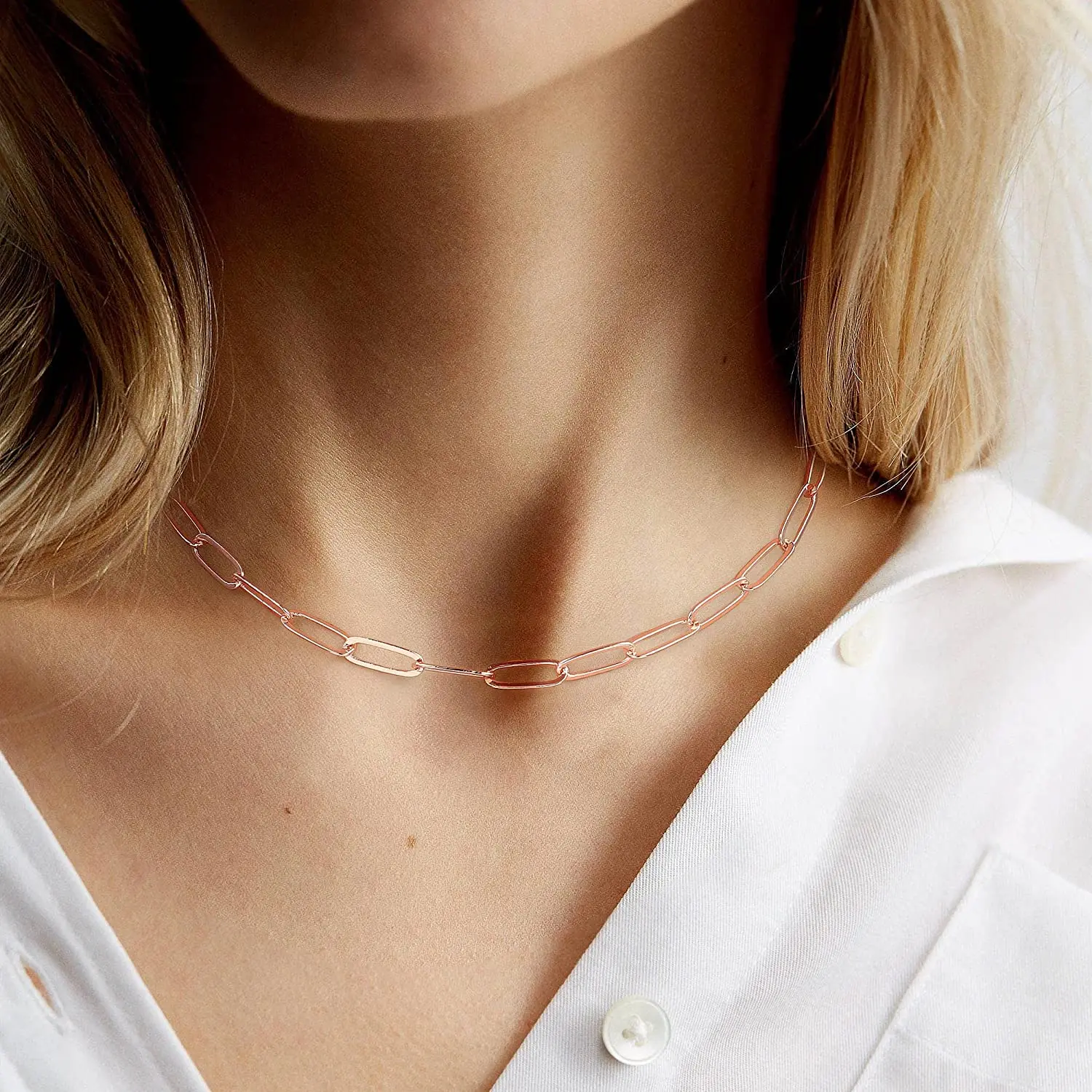Layered Initial Necklaces for Women, Plated Paperclip Chain Necklace Simple Cute Hexagon Letter Pendant Initial Choker Necklace