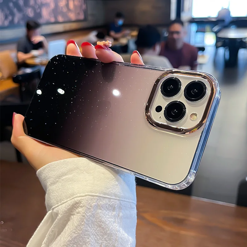 

Роскошный прозрачный чехол с градиентом и блестками для IPhone 14 13 12 11 Pro Max Mini Plus, прозрачный противоударный чехол