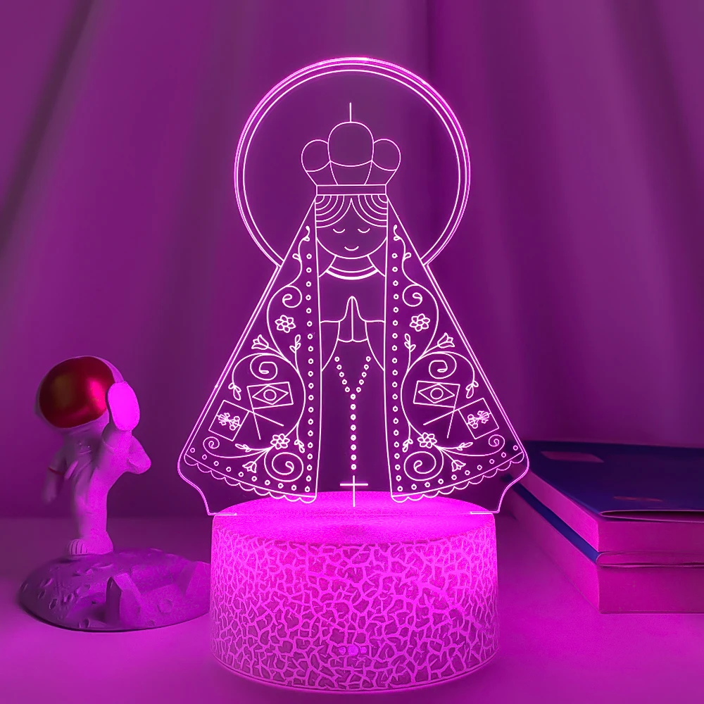 2023 New Led Night Light Our Lady Aparecida for Church Decoration Lights Cool Gift for Faith Usb Battery Powered Table Lamps