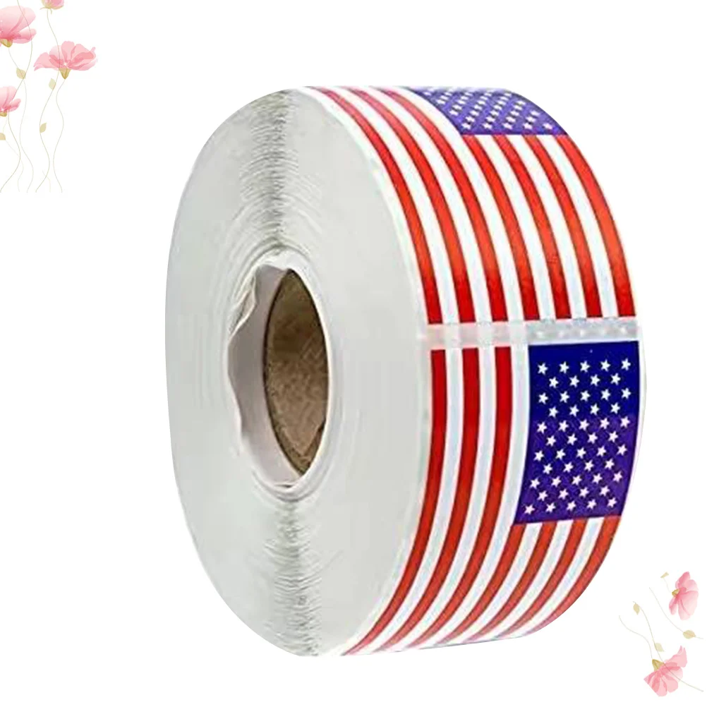 

1 Rolls/200pcs American Flag Stickers Self-adhesive Patriotic Party Decals Paste Party Decorations for Children Adults