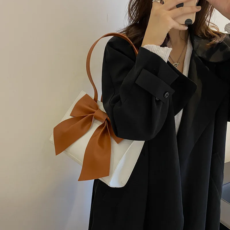

Female Women's Tote Bag PU Leather Shoulder Bags for Women Luxury Designer Handbags Large Capacity Ladies Fashion Bow Shopper