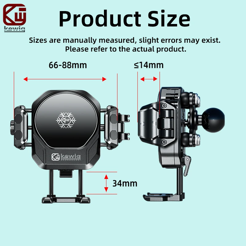 Держатель для телефона на мотоцикл Kewig M33Pro-A6 с беспроводной зарядкой Qi2 15W, быстрой зарядкой USB C 36W, ударопрочный, с вентилятором охлаждения. (art.: 3920dd15f9c05) - 3920dd15f9c05
