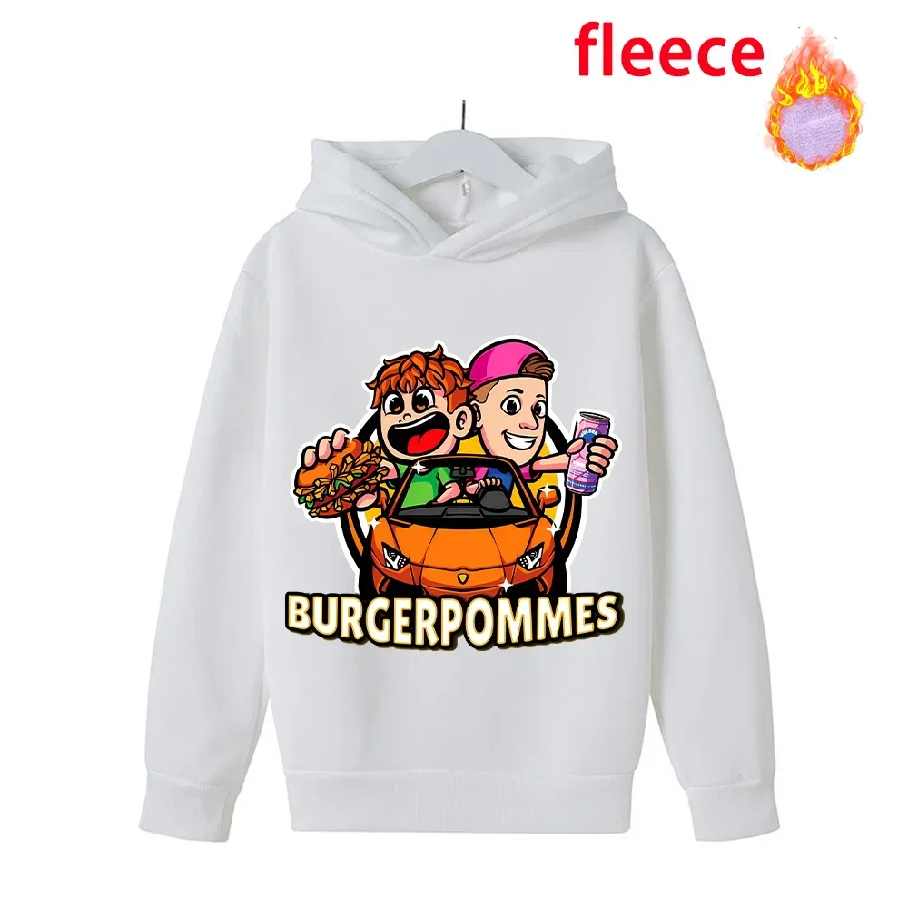 Фото Детские толстовки Burgerpommes ICrimax, кавайные толстовки с мультяшным принтом, пуловеры для детей, флисовая толстовка с капюшоном, подарок на день рождения для мальчиков №2