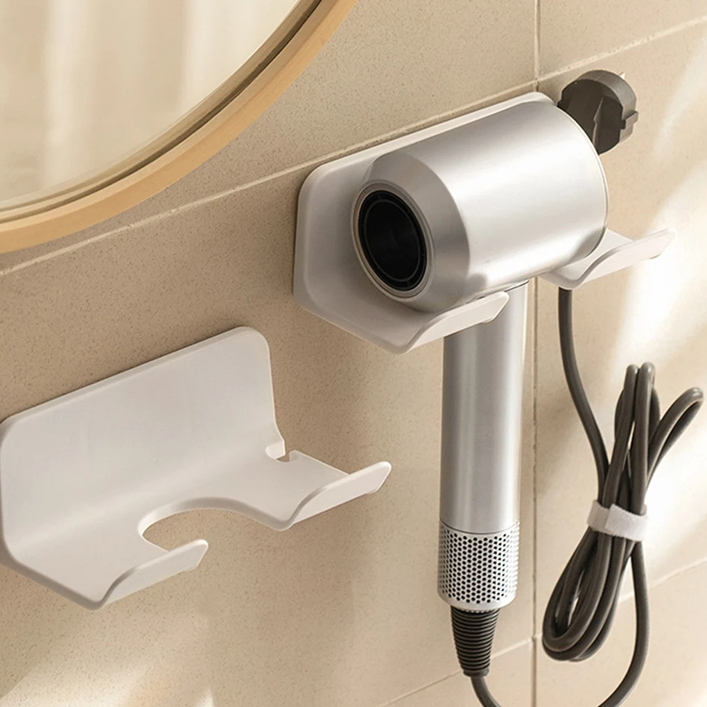 

Hair Dryer Rack Wall Mounted Bathroom Hairdryer Organizer Shelf with Hook Washroom Storage Holder Punchless Self-adhesive