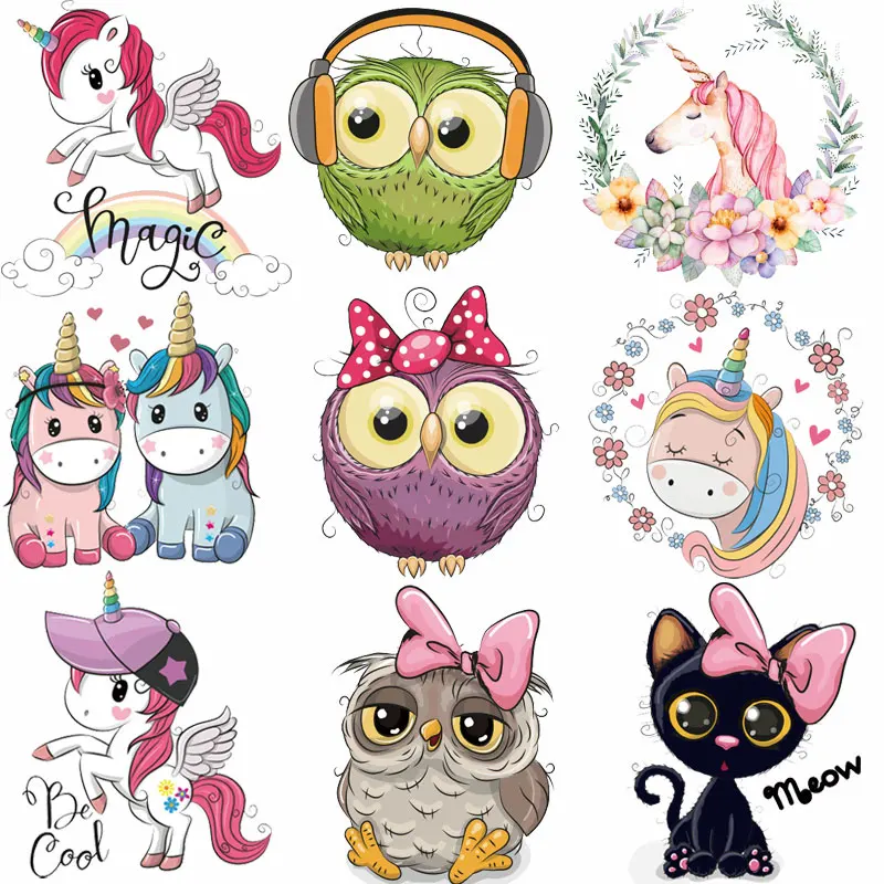 

ZOTOONE Cute Iron on Patches Cat Unicorn Animal Sticker Transfers for Clothes T-shirt Heat Transfer DIY Accessory Appliques F1