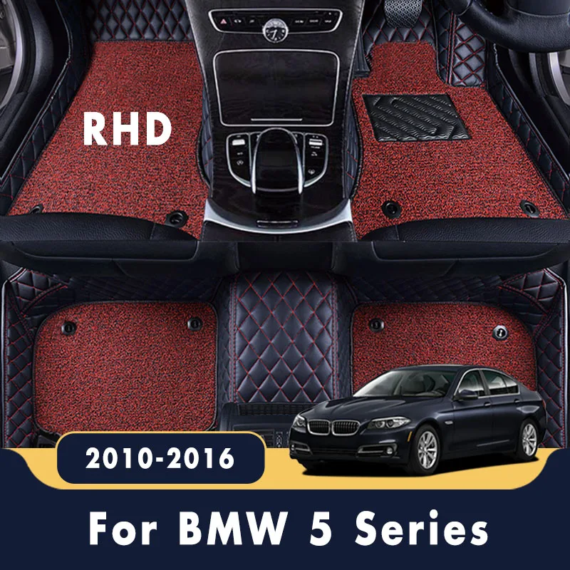 

RHD Carpets For BMW F10 5 Series 2016 2015 2014 213 2012 2011 2010 Car Floor Mats Double Layer Wire Loop Rugs Custom Waterproof