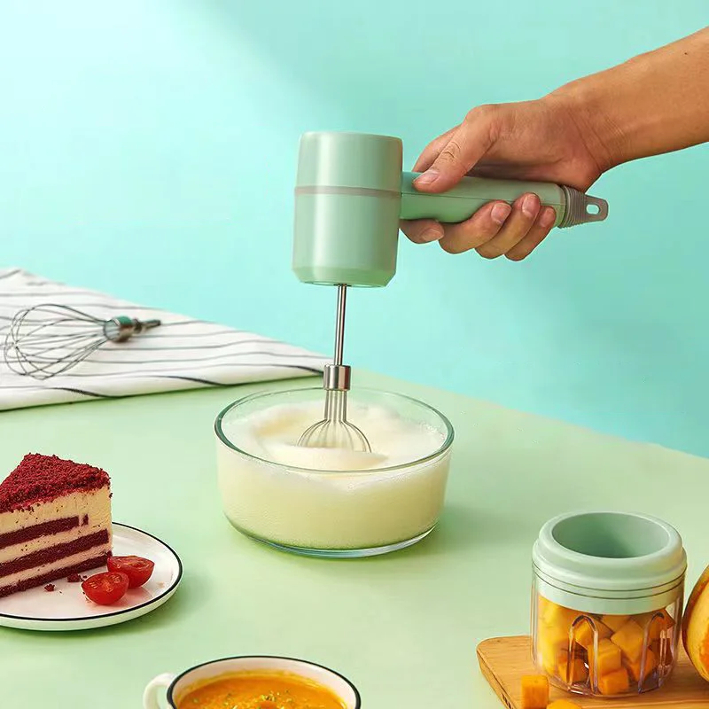 

C2 Wireless 3 Speed Mini Mixer Garlic Crusher Handheld Mixer Egg Beater Automatic Cream Food Cake Mixer Home Kitchen Gadgets
