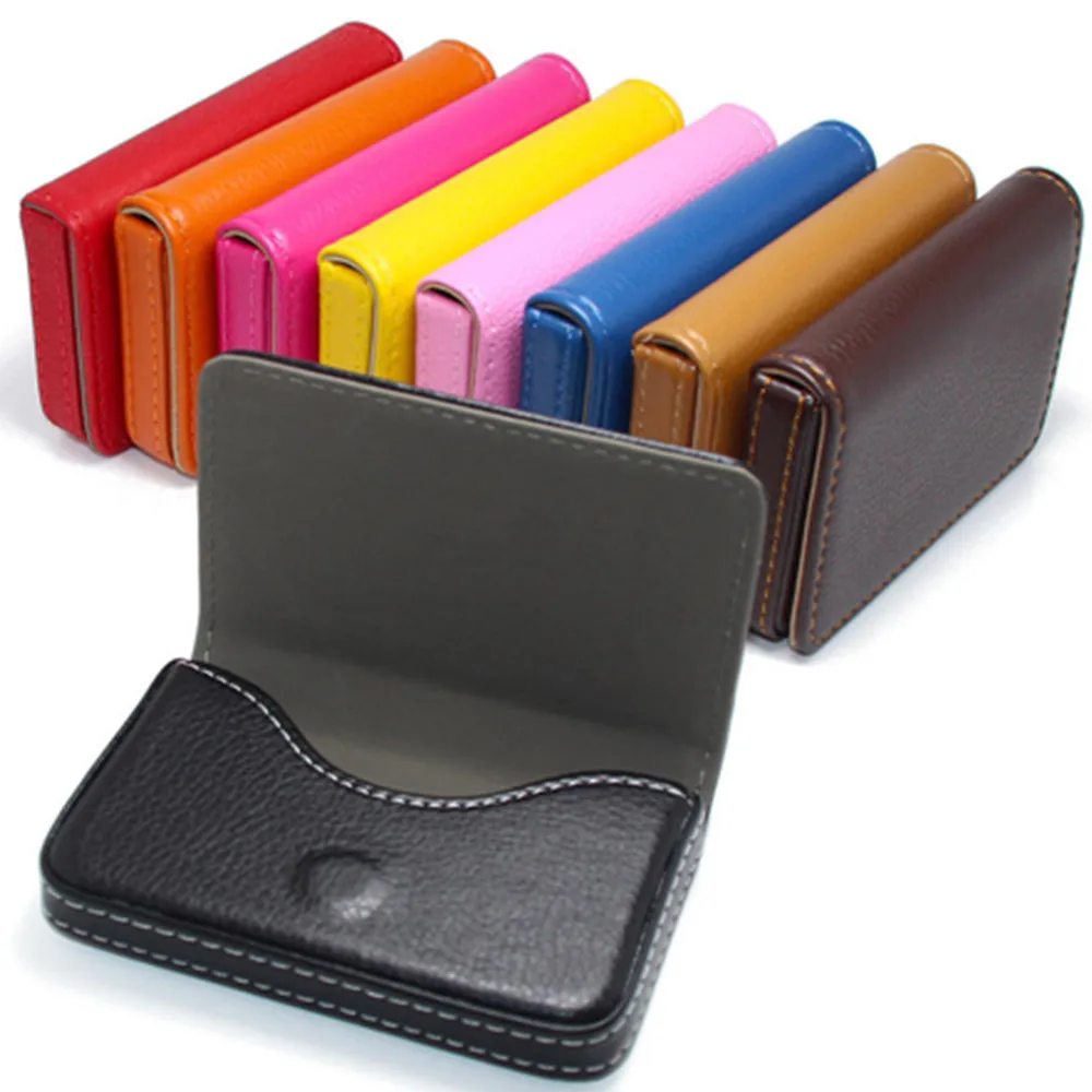 

New Mens Business Card Case With Magnetic PU Leather Pocket Name Card Holder Buckle Slim Credit Card Cover Wallet Coin Money Bag
