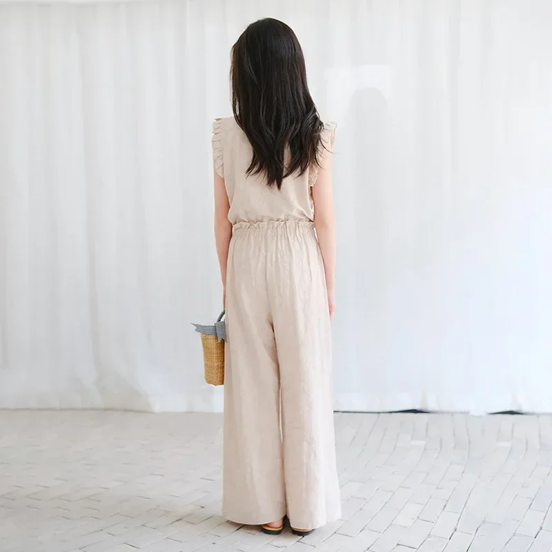 Комбинезоны для девочек летние свободные комбинезоны без рукавов с широкими