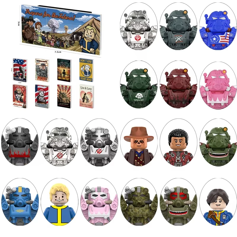 MOC военные солдаты мини аниме фигурки Fallouts оружие робот меха строительные блоки