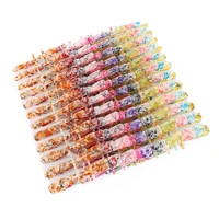 24 pieces of halo dyeing craft long fake nails magic mirror powder painting wear resistant removable fake nails manicure