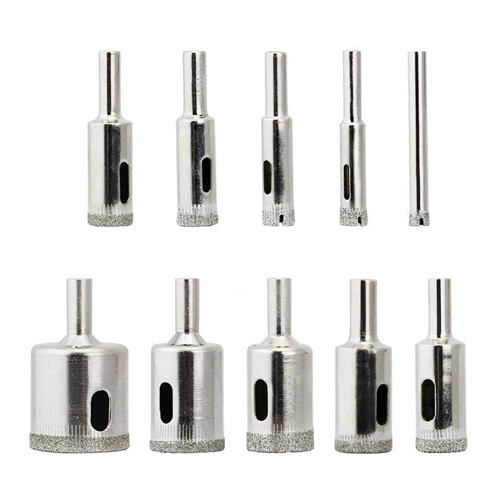 

10 Pieces Glass Drill Bits Plating Hole Puncher Stone Portable Drilling Multifunctional Replacement Ceramic Bit Power Tools