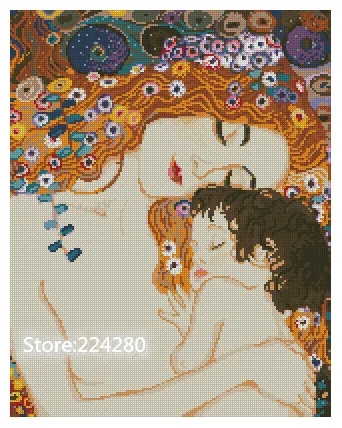 

Mother and Child Deep Sleep Sewing Needlework 16CT 14CT Canvas Unprinted Handmade Embroidery Cross Stitch Kits DIY Home Decor