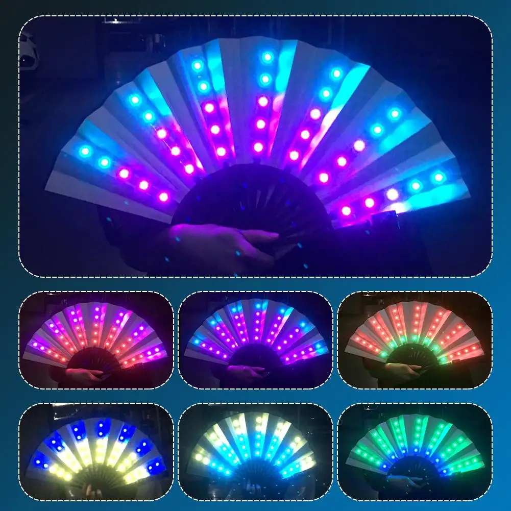 1 шт. светящийся складной светодиодный веер танцующий яркий праздничный реквизит