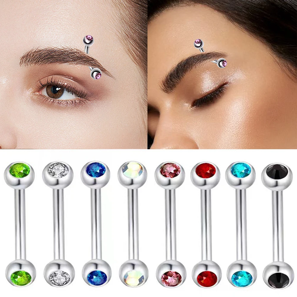 

1Pc Stainless Steel Eyebrow Barbell Piercing Earrings Cubic Zirconia Helix Ring Labret Lip Piercing Eyebrow Jewelry Body Jewelry