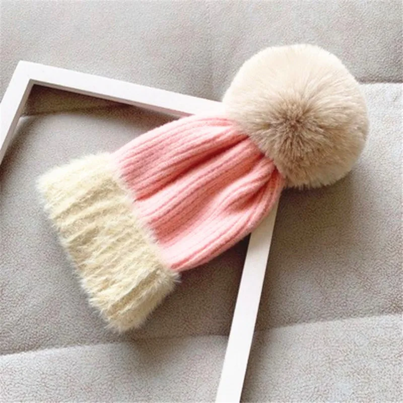 Шапка-бини из кроличьего меха Зимняя женская мягкая теплая вязаная шапка с