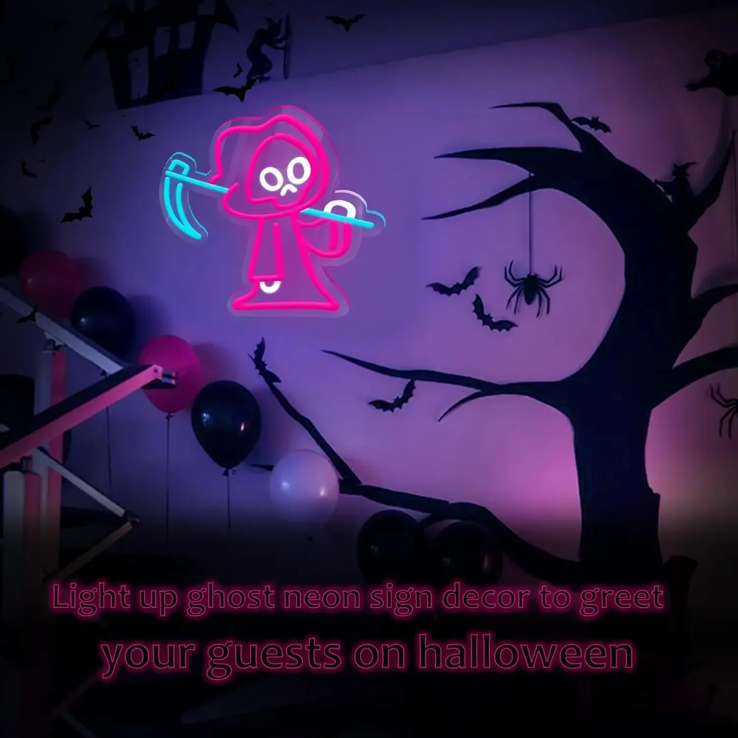 Призрак На Хэллоуин Неоновая Вывеска С Регулируемой Яркостью Для Стен Входной