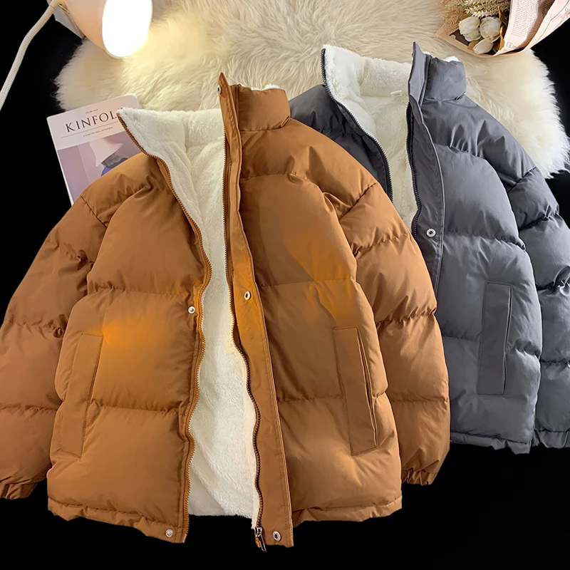 

Winter Autumn Jacket Men Parkas Thicken Warm Coat Mens Stand Collar Jackets Solid Color Parka Coat Fashion New Streetwear A142