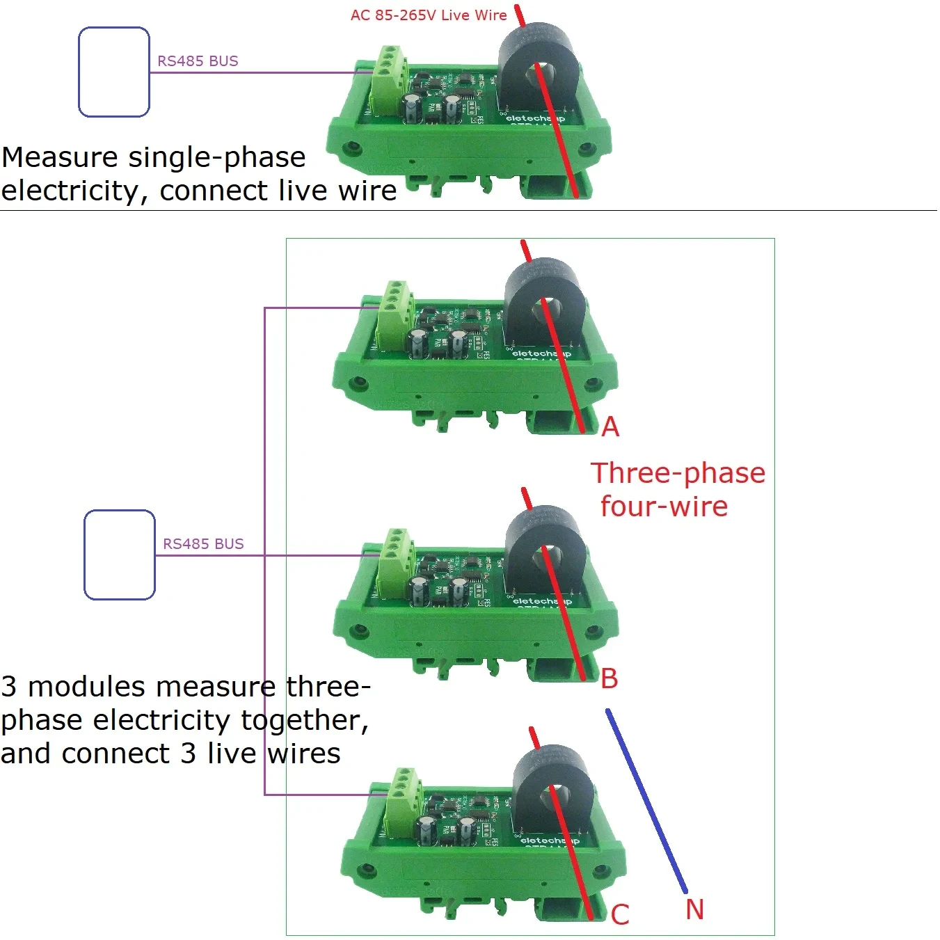 CTR4A01 DC5-15V 5A/10A/20A AC аналоговая плата коллектора тока RS485 MODBUS RTU трансформатор