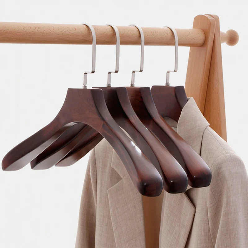 Cloth hangers for luxury antique coat suit sweater jacket storage closet custom logo wide shoulder wooden hangers for clothes