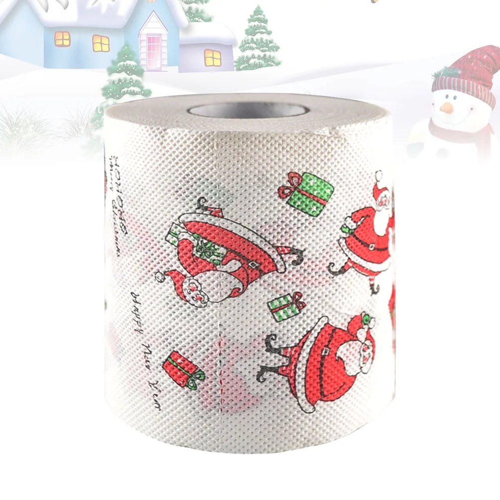 

1 Roll Creative Christmas Santa Printing Coloured Bath Tissue Paper Roll for Table