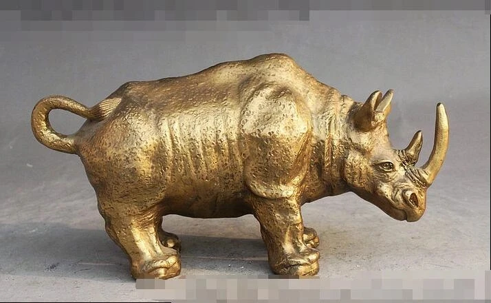 

China Folk Fengshui Animal Cattle Strong Oxen Rhinoceros Rhino Buffalo Statue