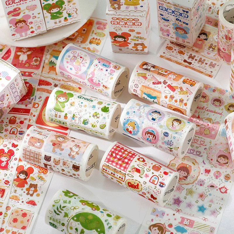 

Hot Stamping Washi Tape Cartoon Anime Decoration Arts Masking Tapes 75mm Wide Kawaii Hot Stamping Tapes for Scrapbooking