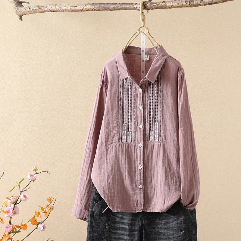 Блузка Женская осенне-Весенняя с длинным рукавом и вышивкой