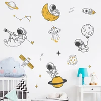 space astronaut cartoon wall stickers eco friendly home decor pvc wall decals art murals for children bedroom nursery baby room