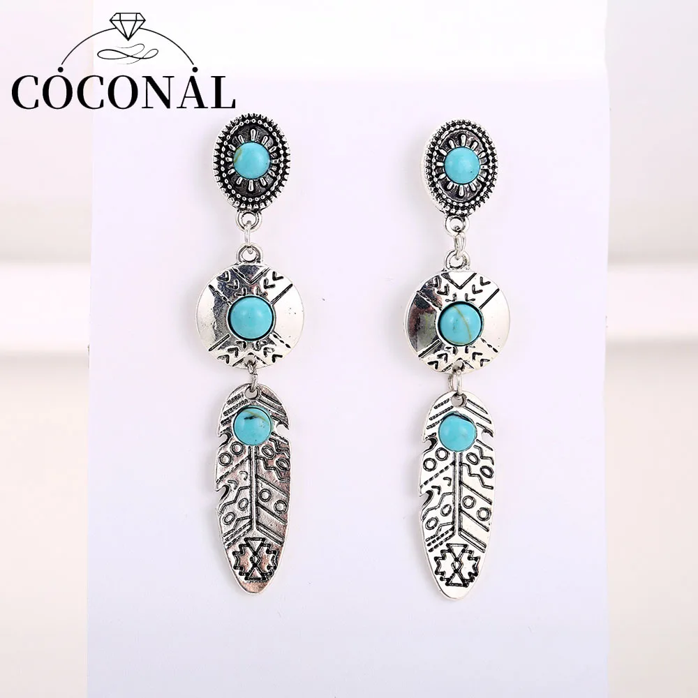 

Coconal Romantic Triple Blue Leather Drop Earrings Lover Women Proposal Jewelry Zircon For Female Engagement Accessories