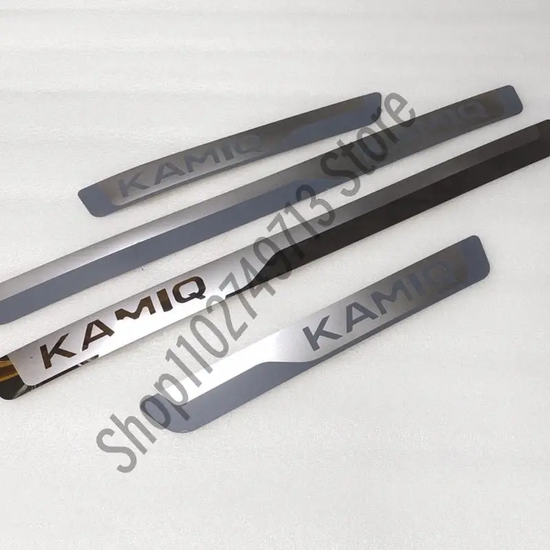 

Полоса на пороги двери для Skoda Kamiq 2019-2022 бесконтактная стальная накладка на манжеты, педаль, педаль, Стикеры для стайлинга автомобиля, автомобильные аксессуары