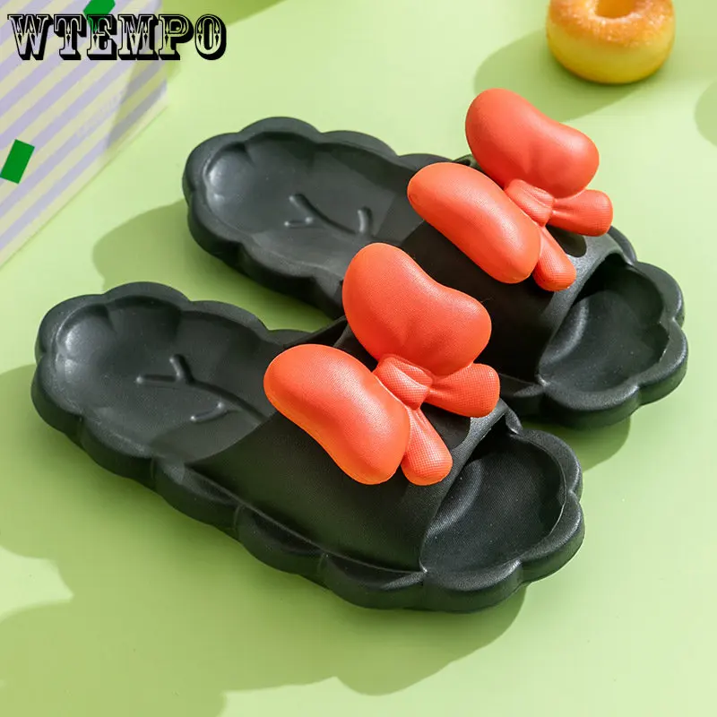 WTEMPO Women Bow Slippers Soft Sole Slide Sandals Ladies Indoor Bathroom Summer Anti-slip Shoes Wholesale Dropshipping