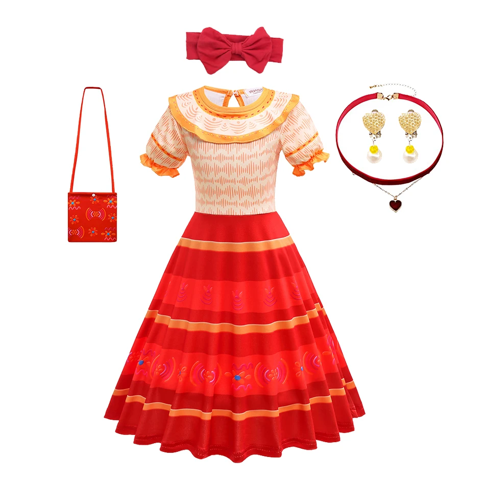 Baby Girls Encanto Charm Dresses Kids Carnival Party Costume Dolores Mirabel Isabella Princess Clothes Toddler Ball Gown