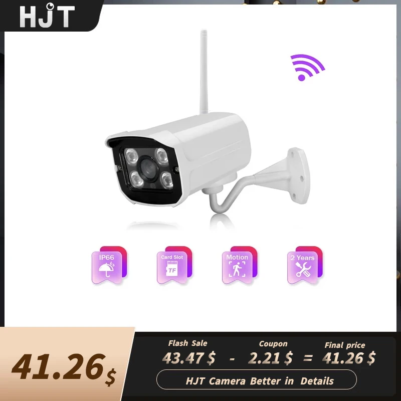 

HJT H.264 1080P 2.0MP WIFI IP Camera SD Card Slot CCTV Audio Camera 4IR Night Vision Onvif 2.1 Outdoor Waterproof P2P Metal