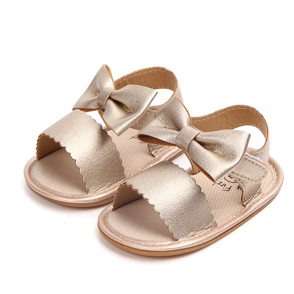 

Newborn Baby Princess Sandals Shoes Infant Girls Bowknot Toddler Summer Shoes PU Non-slip Rubber Shoes First Walkers 0-18Months
