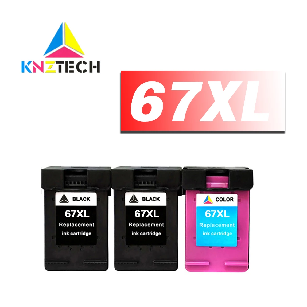 

KNZ 67XL Ink Cartridge Replacement for HP 67 XL hp67 Deskjet 2723 2752 1225 6020 6052 6055 6420 6452 4152 4140 4155 Printer