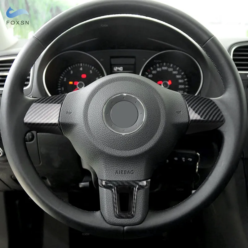 

3 шт. автомобильные аксессуары ABS углеродное волокно узор панель рулевого колеса Крышка отделка для VW Golf 6 MK6 Bora Polo Jetta Eos Touran Caddy