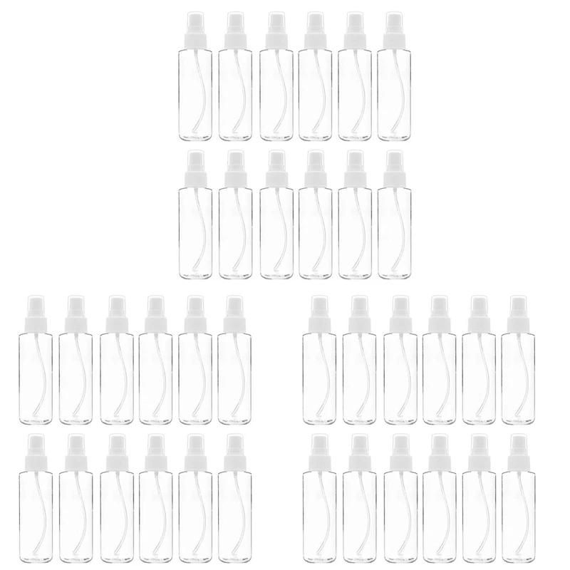 

36 Pack Fine Mist Clear Spray Bottles 120 Ml (4 Oz) With Pump Spray Cap, Reusable And Refillable Empty Plastic Bottles