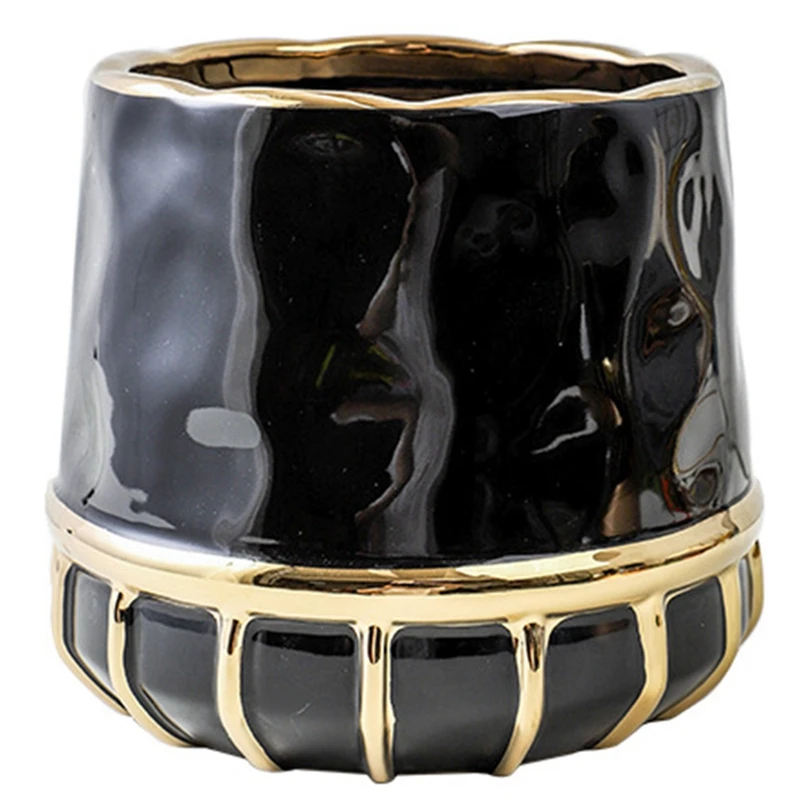 

Marbling Appearance Ceramic Flower Pot Succulent Planter White Plants Pot Cylindrical Shape Flower Pot With Hole